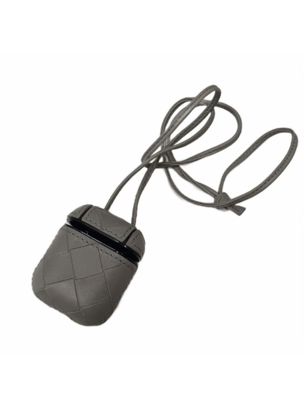 Bottega Veneta Intrecciato Airpods Case Shoulder Bag Leather Gray